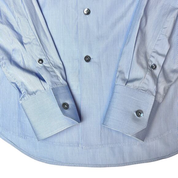 LANVIN Dress Shirt Long Sleeve Button Up Blue Men's 40, 15 3/4 Made in Italy - Picture 5 of 10